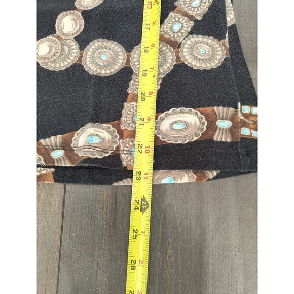 Lauren Ralph Lauren Petite PL Top Brown Chain Print Stretch Long Sleeve Shirt - Picture 6 of 7